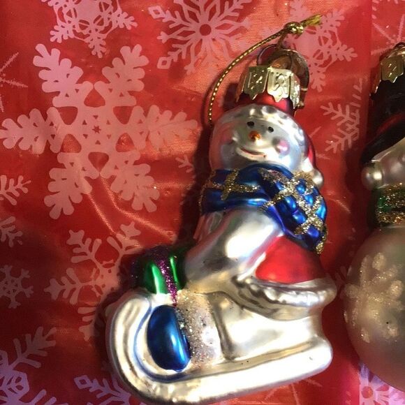 Set of 3 winter glass Christmas ornaments - Picture 4 of 8